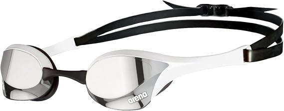 ARENA Cobra Ultra Swipe Mirror Unisex Adult Racing Swimming Goggles, Swimming Pool Goggles with Curved Mirror Lenses, Anti-Fog, UV Protection, 5 Interchangeable Nose Bridges