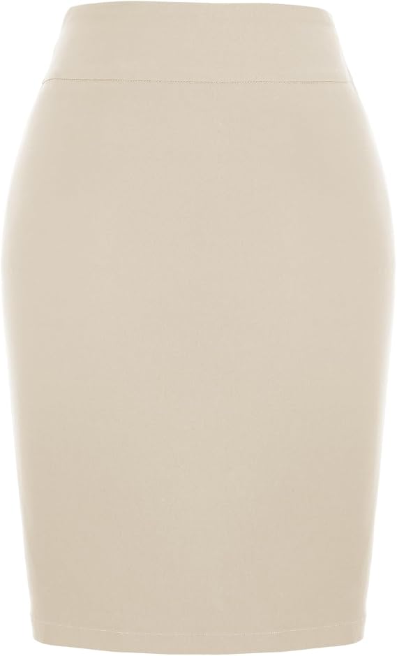 Kate Kasin Women Stretch Above Knee Pencil Skirt, High Waist Slim Fit