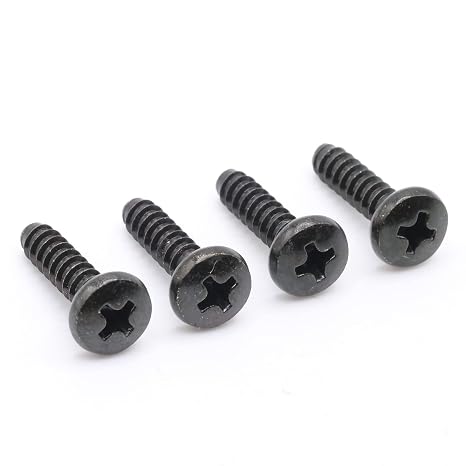 ReplacementScrews TV Stand Screws Compatible with LG 49UJ6300 | (49UJ6300.AUS), Complete Feet / Legs Screw Set, Black Plated, Metric Steel Screws, Pack of 4