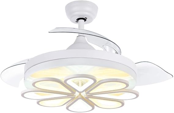 Ceiling Fans with Lights and Remote Modern Invisible Retractable Chandelier Fan Light LED Lighting 42"