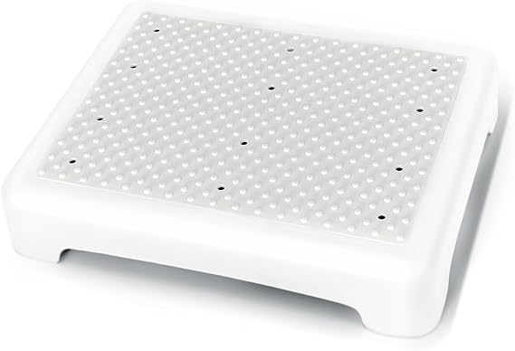 GWNF 3.35" Step Stool, SGS-Tested 600 lb, for Adults & Seniors, White/Grey