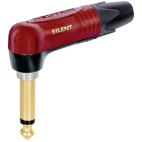 Neutrik NP2RX-AU-SILENT 6.35mm Mono Metal Right Angled Jack Plug, Red/Gold