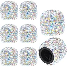 8Pcs Bling Valve Stem Caps AB Crystal Diamond Tire Air Cap for Car, Universal Rhinestone Tire Air Valves Covers for Cars SUVs Trucks Motorcycles Bikes