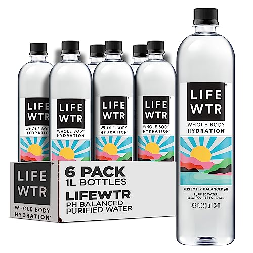 LIFEWTR, Premium Purified Water pH Balanced with Electrolytes For Taste, 1 Liter bottles 6 Pack
