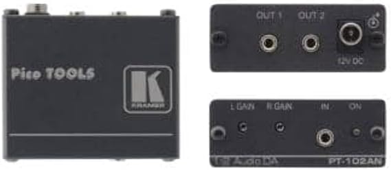 Kramer Electronics PT-102AN 1:2 Stereo Audio Distribution Amplifier, 85dB S/N Ratio