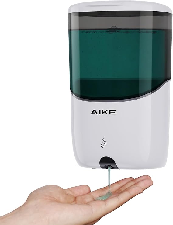 AIKE Liquid Automatic Soap Dispenser,Power by 4*AA Batteries for Bathroom | 5-level adjustable for Home and Small Business(Batteries Not Included),No-Drill and Screw Wall Mount for Space-Saving,AK1216