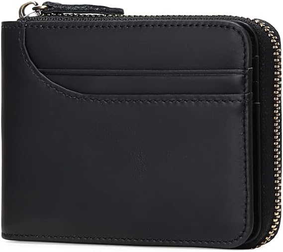 GOIACII Wallets for Men Genuine Leather Front Pocket Wallet RFID Zip Around Bifold Credit Card Holder | RFID