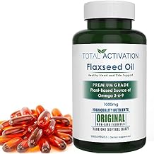 Flaxseed Oil 1000mg Softgels Organic Omega 3 6 9 Capsules, Plant-Based Supplement, Immune System Booster, Hair, Skin & Nails, 100 Easy-to-Swallow Softgels