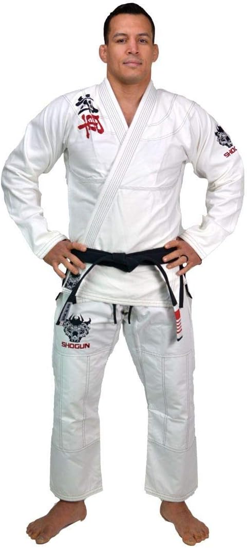 SHOGUN Fight Jiu Jitsu Gi Ultra Light 'Kanji' White IBJJF Legal 350gsm Pearl Weave Cotton Premium BJJ