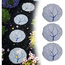 Round Patio Lawn Stepping Stone 3pcs 6pcs, Chinese Style Garden Yard Stepping Decorative Stones, Tree Trunk Pattern Paving Stones, Outdoor Ornament (Color : 3-Pack)