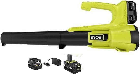 RYOBI ONE+ 18V 90 MPH 250 CFM Cordless Battery Leaf Blower with 4.0 Ah Battery and Charger
