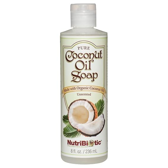 NutriBiotic Pure Coconut Oil Soap, Unscented 8 Oz | Certified Organic, Unrefined, Biodegradable | Vegan & Made without GMOs, Gluten, Parabens or Sulfates | Rich, Cleansing Lather