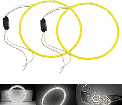 YSY 1-Pair White 140MM COB LED Halo Ring Angel Eyes Led Headlight Warning Lamps without Lampshade Cover 12V 24V 140MM, White