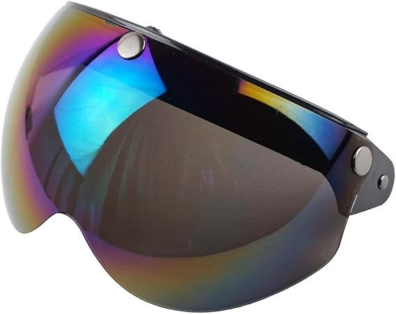 VCOROS Universal Retro Pilot-Style 3 Snap-Button Visor Flip Up Helmet Visor | fit for open face half face shield; simple installation; flip up & down allows quick adjustment riding