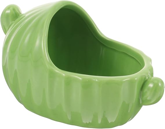 Hamster Bathtub Small Animal Hideout Ceramic Critter Bath Pet House Delicate Sand Bath Mini Hut Cage for Dwarf Guinea Pig Chinchilla (Cactus)