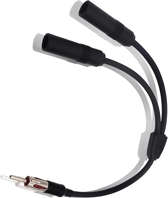1 Pcs Black Car Am Fm Radio Antenna Splitter Adapter Car Antenna Splitter,1 Male and 2 Female Y Adapter Connectors,Suitable for Cars, SUV, Truck Car Antenna Adapter