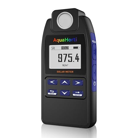 AH-SOL Solar Power Meter High Precision Digital Solar Irradiance Meter for Solar Panel Installation, Sunlight Intensity Measurement, Research and More