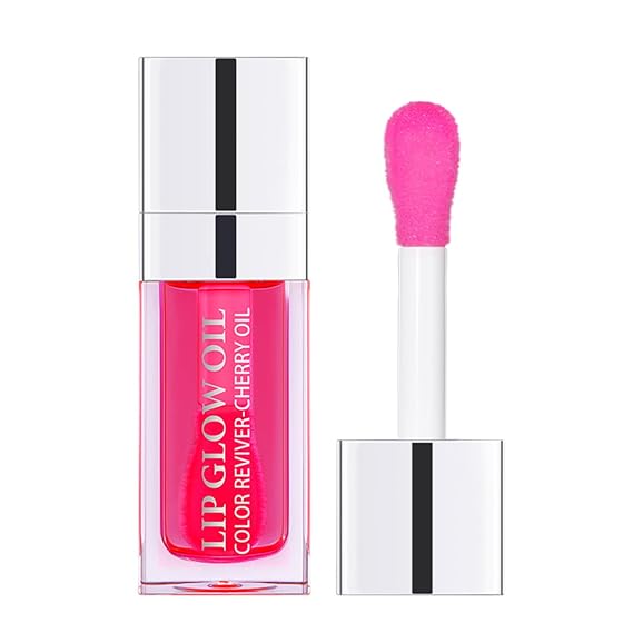 Hydrating Lip Glow Oil, Moisturizing Lip Oil Gloss Natural Lip Plumper, Transparent Toot Tinted Nourishing Long Lasting Repairing Lightening Lip Lines (015# Cherry)