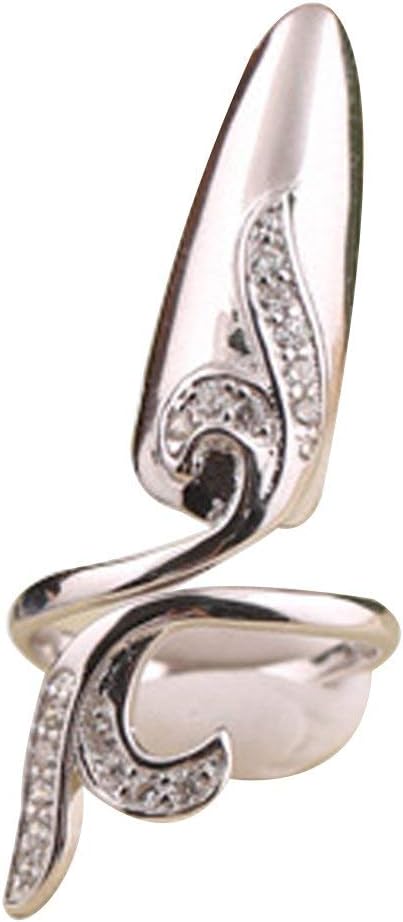 Sterling Silver Fingernail Ring for Women, Fingertip Nail Armor Jewelry, Nail Art Charm and Manicure Accent, Fashion Accessory for Parties, Photos, Costumes and Creative Looks, Style A