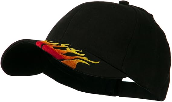Cameo Brushed Cotton Embroidered Flame Logo Cap - Black W41S59B