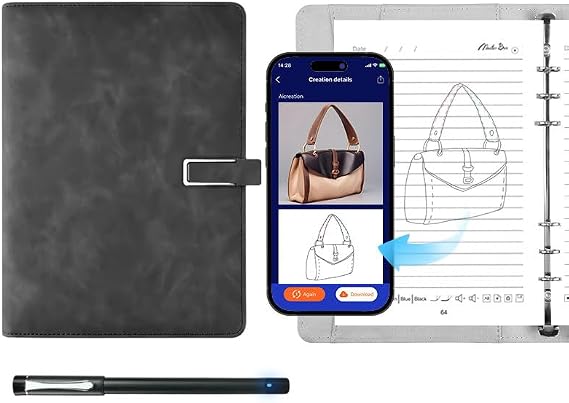 Smart Sync Pen for Note Taking with Notebook with Gift Box,Real-time Sync for Digitizing,Convert to Text,Storing,Sharing Paper Notes via APP on Smartphone/IPAD (Android and iOS) (Black)
