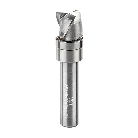 Inlay Clearing Router Bit, 8MM Shank, 12MM Cut Diameter, Removeable Pattern Bearing, Carbide Head, 3 FL, USA Made - US81210CPB