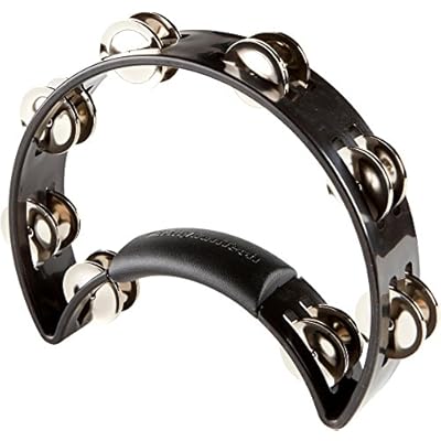 RhythmTech RT1010 Tambourine, Nickel Jingles, Black