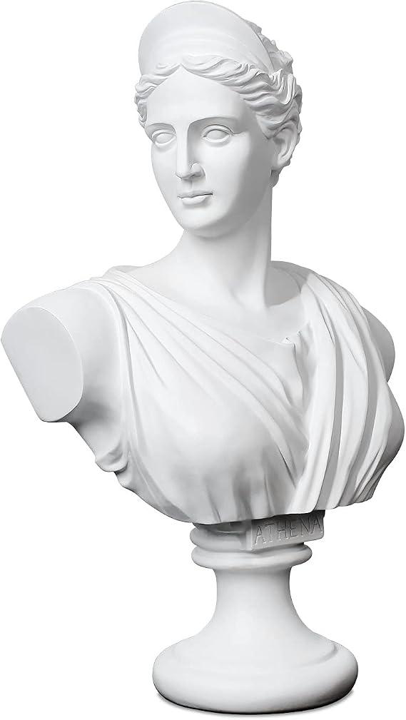 YUEOECOR 14.2in Greek Statue of Diana, Classic Roman Bust Greek Mythology White Sculpture for Home Decor