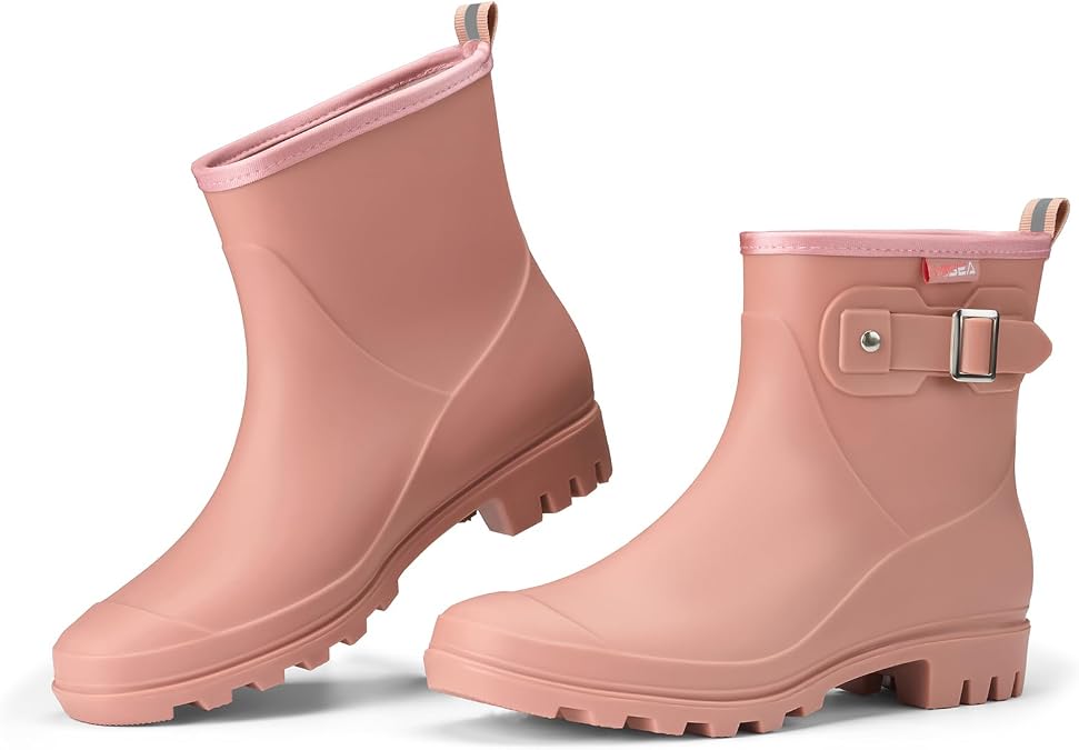 HISEA Women's Waterproof Short Rain Boots Ankle Rubber Garden Shoes