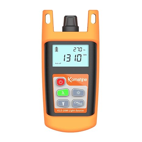 Fiber Optic Light Source KLS-25M SM 1310/1550nm + 2.5mm Universal Interface + LED Lights + Mini Case Protection Design Compact & Generous FTTH Fiber Optical Test Tool