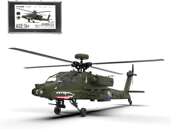 F-11 AH-64 Army RC Helicopter for Adults, 1/32 2.4G 6CH RC Military Helicopter Hobby RC Airplane, 6G/3D Stunt RC Aircraft Aileronless, RC Flying Plane Kit for Beginner Outdoor -RTF