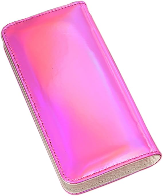 Hologram Slim PU Leather Wallet with Zipper Long Clutch Wallet Purse for Women