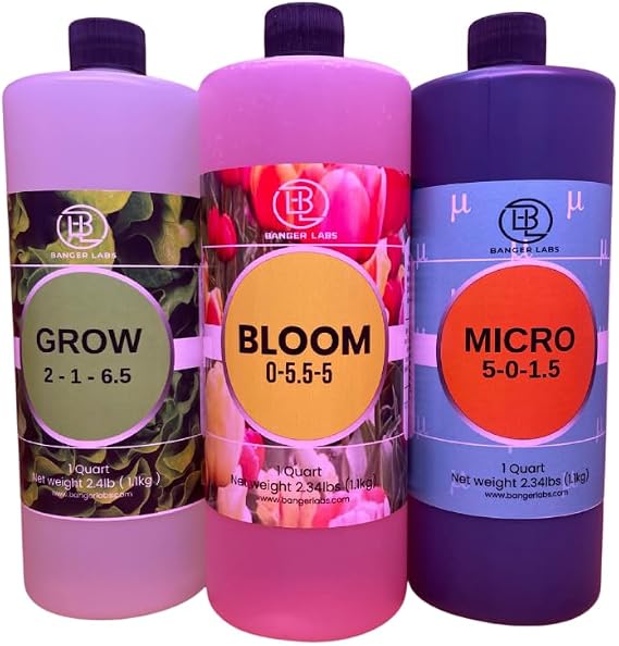 Hydroponic Nutrient Kit Grow, Bloom, Micro Plant Food for Growing Vegetables Fruits Flowers Herbs for Indoor & Outdoor Soil | Ideal for Hydroponics and Potted Plants