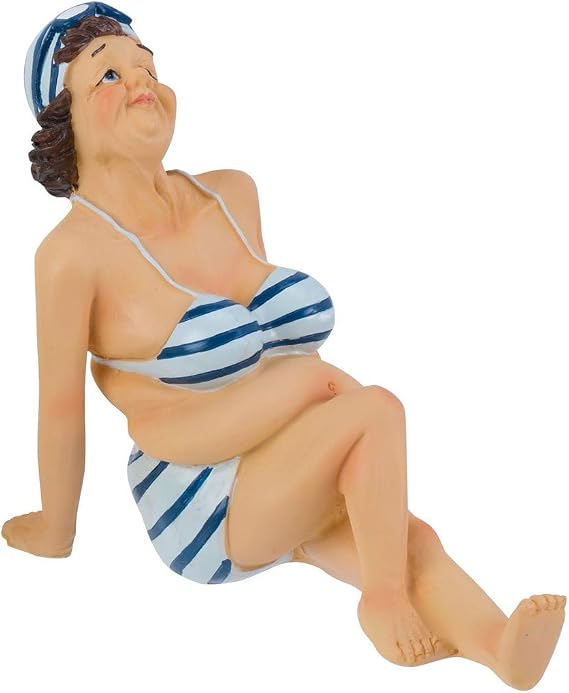 Beachcombers Old Lady Laying In Bikini Figure Coastal Beach House Decor Statue Decoration Multi