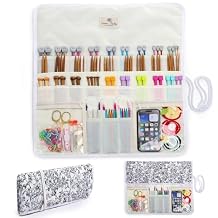 MYBAGZING Knitting Needle Organizer Case Up to 14, Rolling Storage for Straight & Circular Knitting Needles, Crochet Hook Organizer Bag, Knitting Notions Case, Foldable Travel Needle Holder(BAG ONLY)