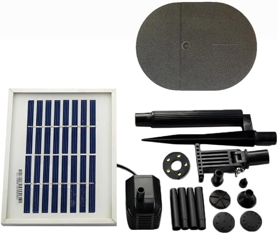 ASC Solar Water Pump Kit for Fountain Pool and Pond (1.6W Battery/Timer LED)