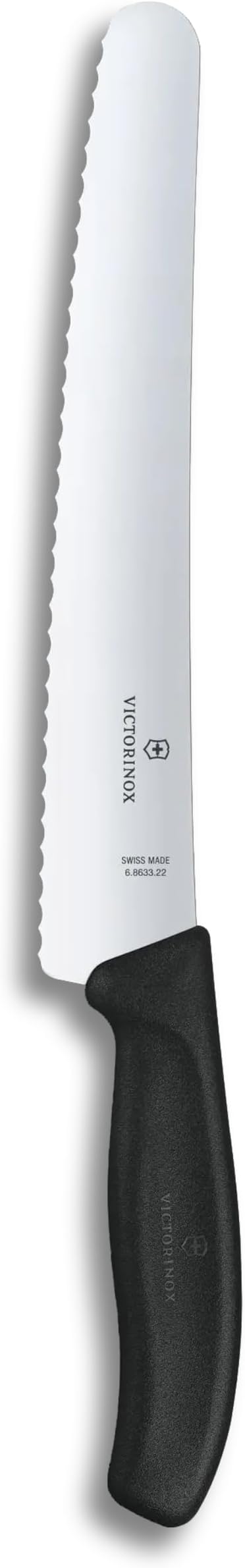 Victorinox Swiss Classic Bread Knife - Serrated Kitchen Knife for Home Essentials - Perfect for Cutting Bread, Fruit & Vegetables - Black Handle, Serrated Edge, 8.5"