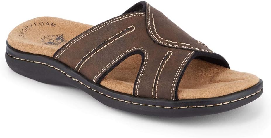 DOCKERS Mens Sunland Casual Slide Sandal, Dark Brown, 9 M