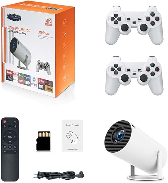 X10 Plus 4K Retro Game Projector, Home Retro Video Game Console with 2 Wireless Controllers, HDMI Output, WIFI