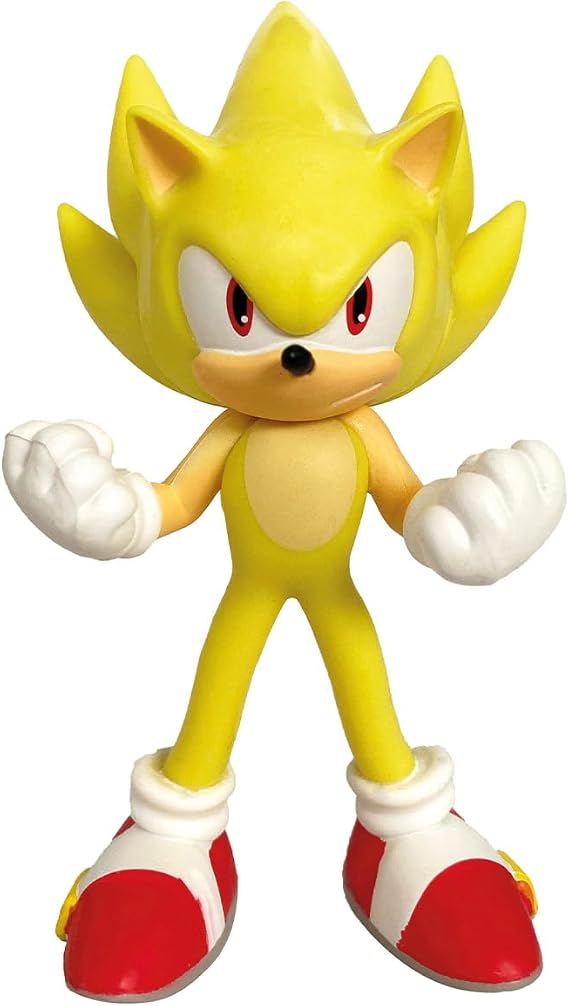 Comansi, Super Sonic the Hedgehog Figures, Plastic Hand-Painted Toys, Non-Articulated Display, Perfect for Kids and Cake Topper Party Decorations, Sonic Birthday Gift, 9 Cm
