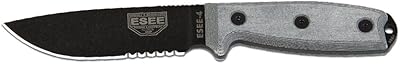 ESEE -4 Serrated Edge Coyote Brown Sheath Black Blades with Micarta Handle