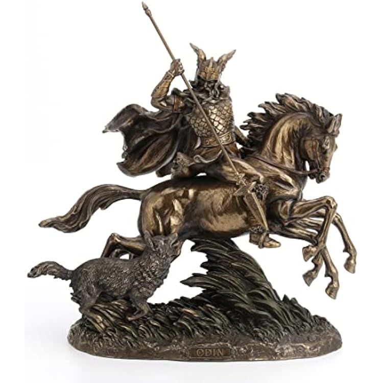 Veronese Design Odin Riding Sleipnir Sculpture Followed by Wolf
