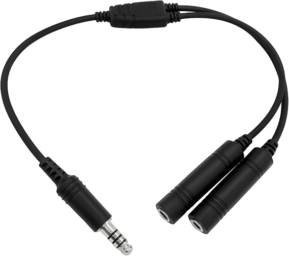 General Aviation Headset GA Dual Plug to Helicopter U174 Adapter Pilot Headset Converter Airplane Headphones Connector (3-GA-U174-military)