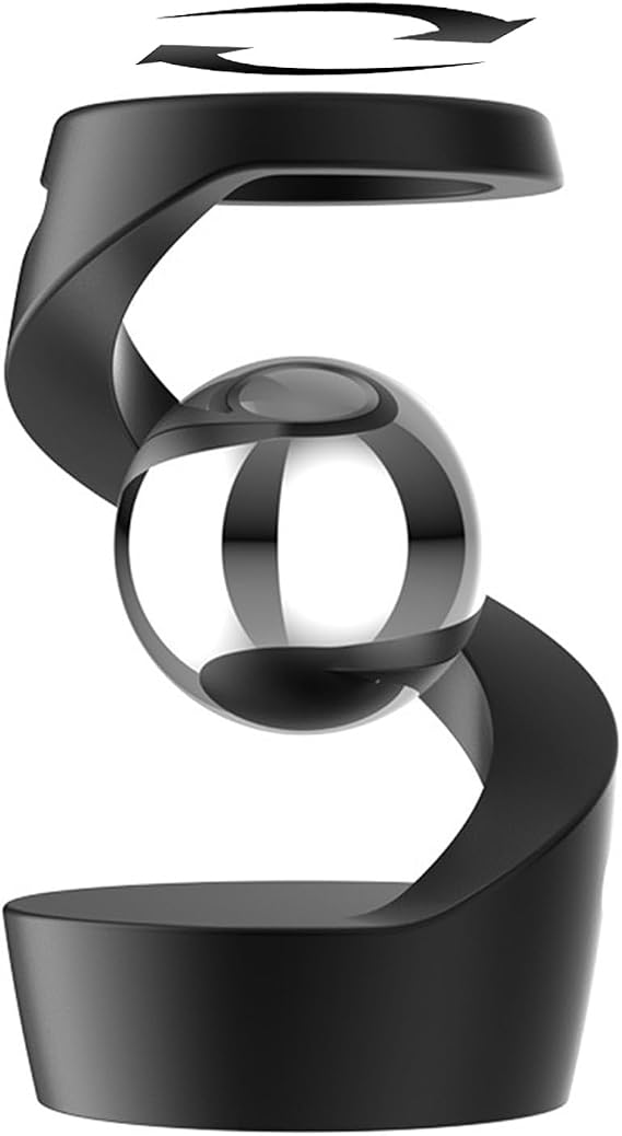 Gravity Defying Kinetic Desk Toy, Desk Spinning Toys for, Kinetic Desk Toys, Stress Relieving Optical Illusion Toys, Perfect for Party Gifts, Car Ornaments, Office DeCor. (Black + Silver Beads)