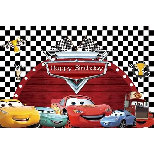 JINFE happy birthday backdrop for women flower backdrop happy birthday backdrop Disney Cars Photography Backdrop White Brick Wall Boy Birthday Party Custom Baby Camel color100"x72"WxH