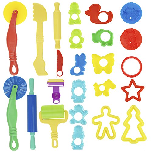 Kare & Kind Set of 24pcs Smart Dough Tools Kit with Models and Molds, Retail Packaging Animals