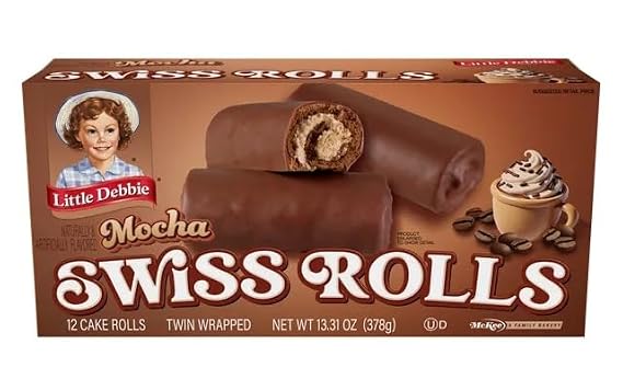 Little Debbie Mocha Swiss Rolls 13.31oz box, 12 rolls per box (6 boxes)