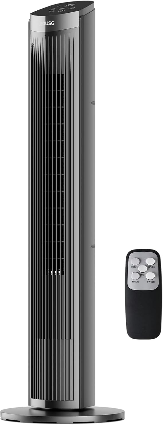 40" Tower Fan for Bedroom,35dB Quiet for Sleep,5 Speeds, 3 Modes,12H Timer, 70Oscillating Floor Standing Fans for Room,Fans with Remote Control for Room, Home, Office (Black)