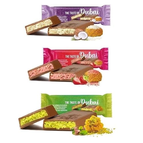 Dubai Chocolate Bar Variety Coconut, Pistachio & Strawberry 3 Bars 30g Each  90g Total Crunchy Loaded Viral Knafeh Chocolate Bar with Delicious Cream and Kataifi, Gifts for Special Occasions - Easter and Mothers Day Gift Basket