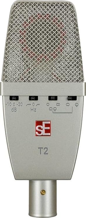 SE ELECTRONICS T2 Multi-Pattern Large Diaphragm Condenser Microphone with Titanium Capsule, Pads & Low-Cut Filters & Shockmount - Professional Studio Recording Microphone